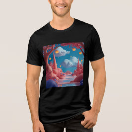 Rosa Außerirdische Welt Tri-Blend Shirt