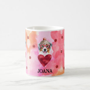 Rosa Australian Shepherd Valentinstag Geschenk Hun Kaffeetasse