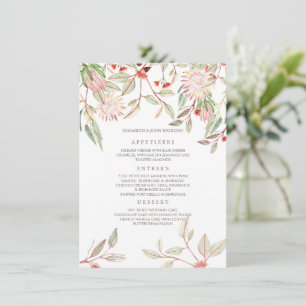 Rosa australische Blume Hochzeitsmenü Menükarte