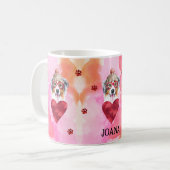 Rosa Australischer Schäferhund Valentinstag Gesche Kaffeetasse (Vorderseite Links)