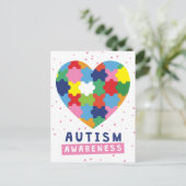 Rosa Autismus-Bewusstsein Postkarte (Stehend Vorderseite)