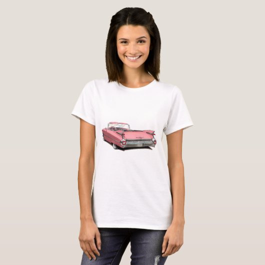 Rosa Auto 1959 Cadillacs T-Shirt (Vorne ganz)