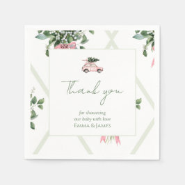 Rosa Auto & Baum Wasserfarbe Weihnachten Napkins Serviette