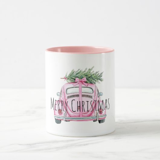 Rosa Auto-Weihnachtsbaum Tasse (Zentrum)