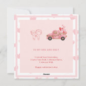 Rosa Autoherz 14. Februar. Valentinstag Karten (Rückseite)