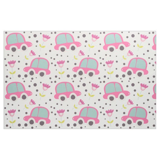rosa Autos und Blume Stoff (Fat Quarter (45,7 x 55,9 cm))