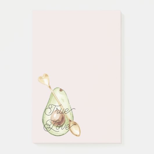 Rosa Avocado-Herz-Löffel Post-it Klebezettel (Vorderseite)