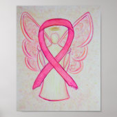 Rosa Awareness Ribbon Angel Poster Kunst drucken (Vorne)