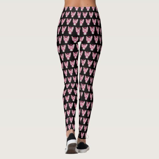 Rosa Awareness Ribbon Engel Art Custom Leggings (Rückseite)
