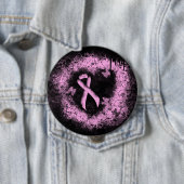 Rosa Awareness Ribbon Grunge Herz Button (Beispiel)