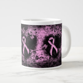 Rosa Awareness Ribbon Grunge Herz Jumbo-Tasse
