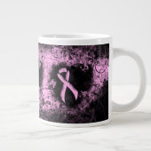 Rosa Awareness Ribbon Grunge Herz Jumbo-Tasse (Rechts)