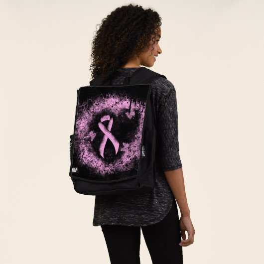 Rosa Awareness Ribbon Grunge Herz Rucksack (Ausgewaschen)