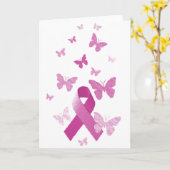 Rosa Awareness Ribbon Karte (Gelbe Blume)