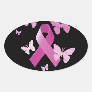 Rosa Awareness Ribbon Ovaler Aufkleber