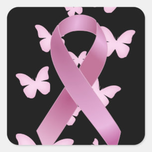 Rosa Awareness Ribbon Quadratischer Aufkleber