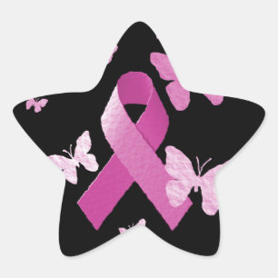 Rosa Awareness Ribbon Stern-Aufkleber