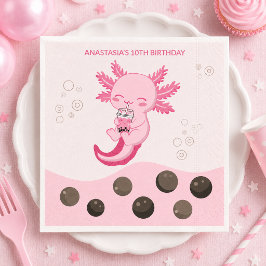 Rosa Axolotl Blubble Milk Boba Tee Geburtstag Serviette
