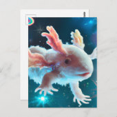Rosa Axolotl im Weltraum Postkarte (Vorne/Hinten)