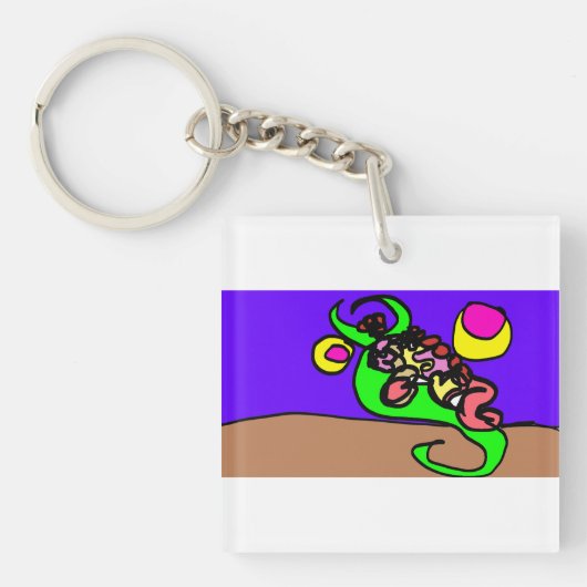 Rosa Axolotl-Kunst Schlüsselanhänger (Vorderseite)