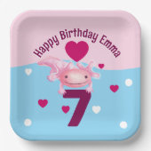 rosa Axolotl-Party Pappteller (Vorderseite)