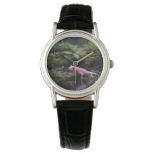 Rosa Axolotl unten am Fluss, Armbanduhr