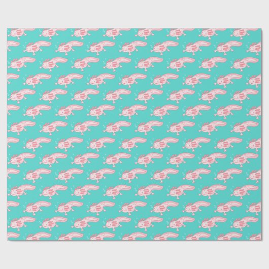 rosa Axolotmuster Geschenkpapier (Flach)