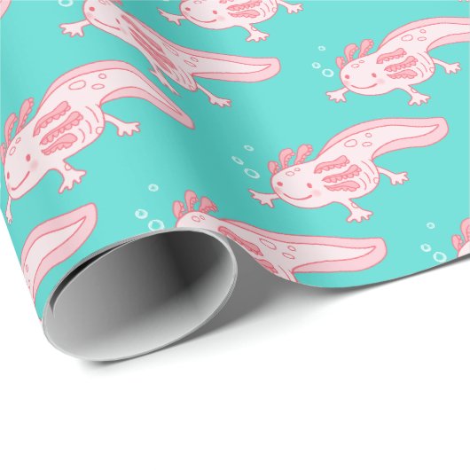 rosa Axolotmuster Geschenkpapier (Rolleneckpunkt)