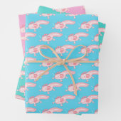rosa Axolotmuster Geschenkpapier Set (Beispiel)