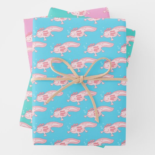 rosa Axolotmuster Geschenkpapier Set (Beispiel)