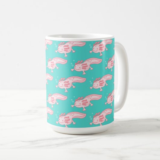 rosa Axolotmuster Kaffeetasse (VorderseiteRechts)