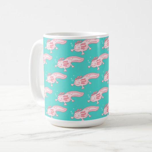 rosa Axolotmuster Kaffeetasse (Vorderseite Links)