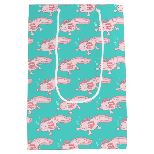 rosa Axolotmuster Mittlere Geschenktüte (Rückseite)