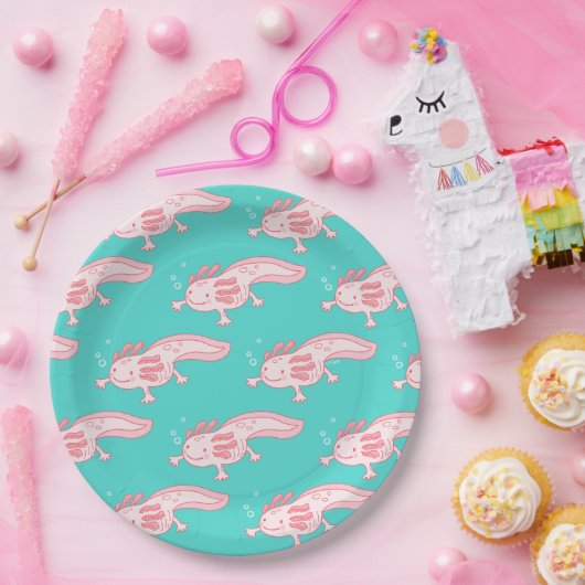 rosa Axolotmuster Pappteller (Party)