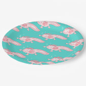 rosa Axolotmuster Pappteller (Schrägansicht)