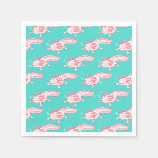 rosa Axolotmuster Serviette (Vorderseite)