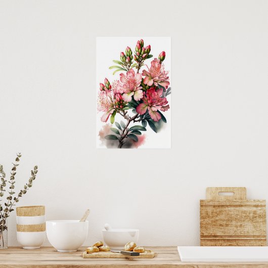 Rosa Azalea Blume Art Print Poster (Küche)