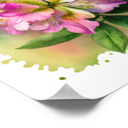Rosa Azalea Blume Art Print Poster (Ecke)