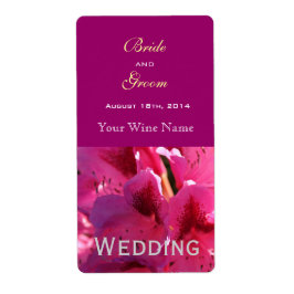 Rosa Azalea Blume Hochzeitsweinetiketten.