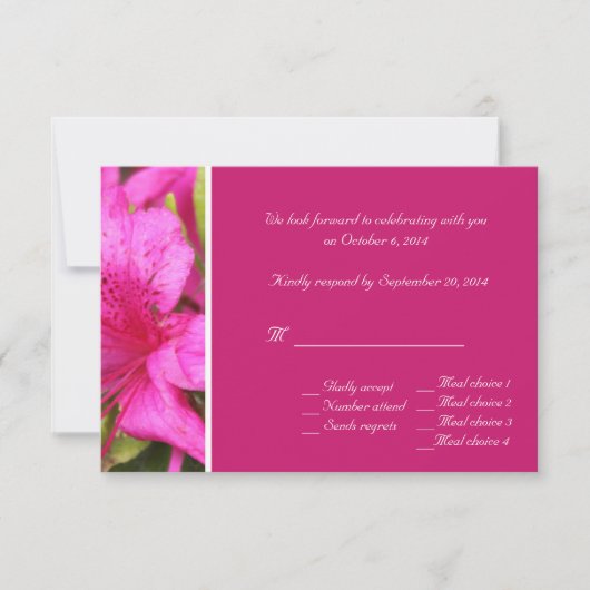 Rosa Azalea Blume RSVP-Karten für Hochzeiten Einladung (Vorderseite)