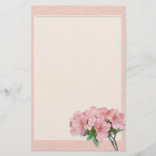 Rosa Azalea-Blume und RahmenWedding Briefpapier