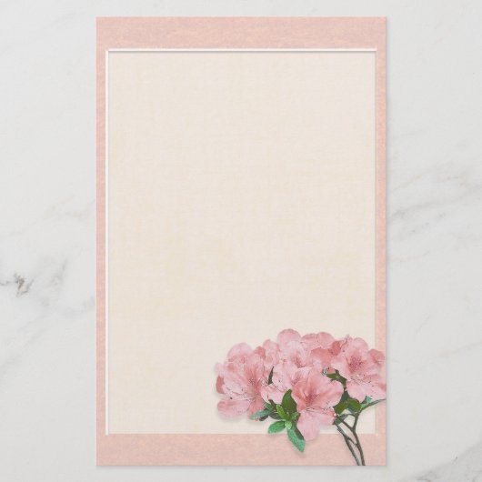 Rosa Azalea-Blume und RahmenWedding Briefpapier (Vorderseite)