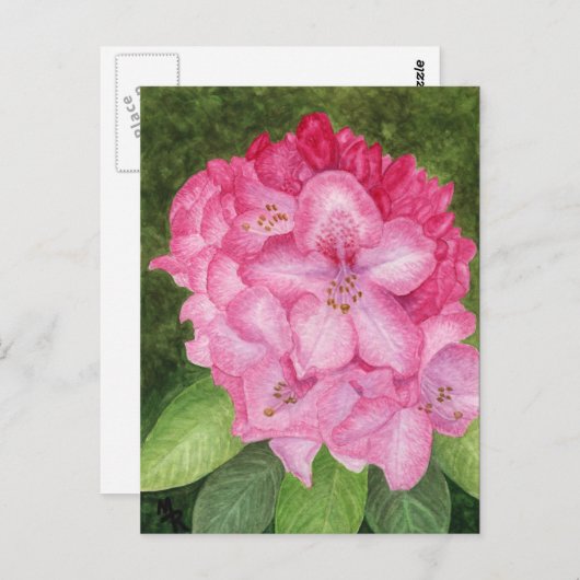 Rosa Azalea Kunst, Dichtung Postkarte (Vorne/Hinten)