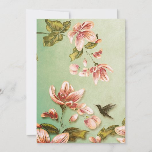 Rosa Azaleen auf der Hochzeit des Grünen Nebels Vi Einladung (Rückseite)