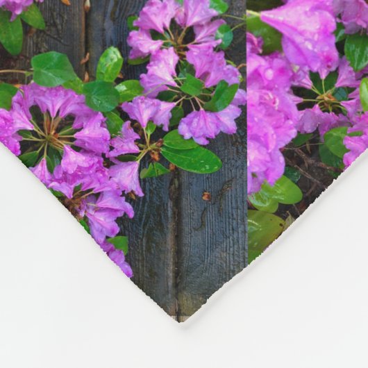 Rosa Azaleen Blume, rustikales Hinterhofholz Fleecedecke (Ecke)