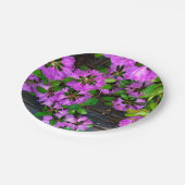 Rosa Azaleen Blume, rustikales Hinterhofholz Pappteller (Schrägansicht)