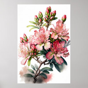 Rosa Azaleen-Blumen-Kunstposter Poster