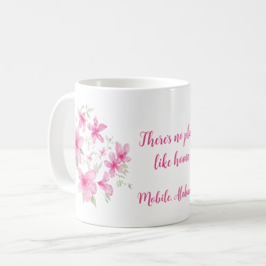 Rosa Azaleen-Blüten Kaffeetasse (Vorderseite Links)