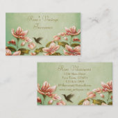 Rosa Azaleen Vintag auf grünem Nebelretro Visitenkarte (Vorne/Hinten)