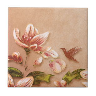 Rosa Azaleen Vintage Floral auf Whiskey Hochzeit Fliese